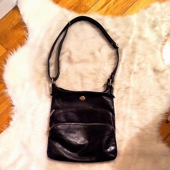 Black Leather Crossbody Bag - Picture 1 of 8